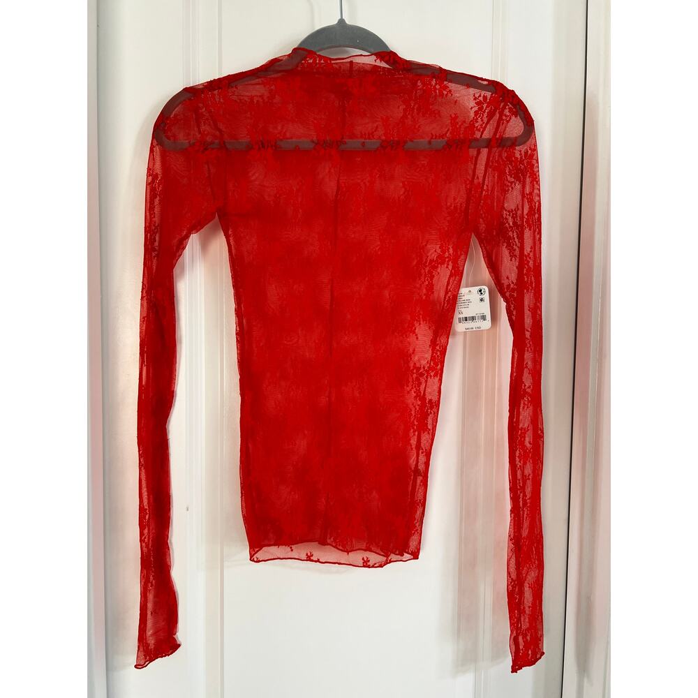 NWT Free People Lady Lux Layering Top | Flame Red | Size XS - Picture 3 of 5